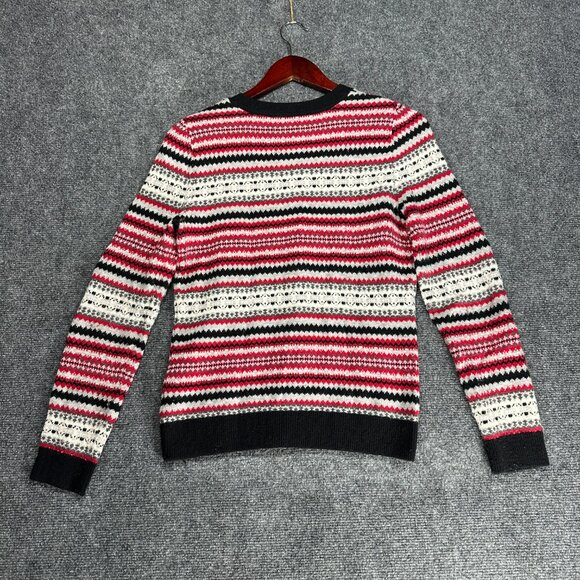 Talbots Sweater Womens P Red Gray Black Fair Isle Cardigan Lambswool Button Up - Picture 6 of 8